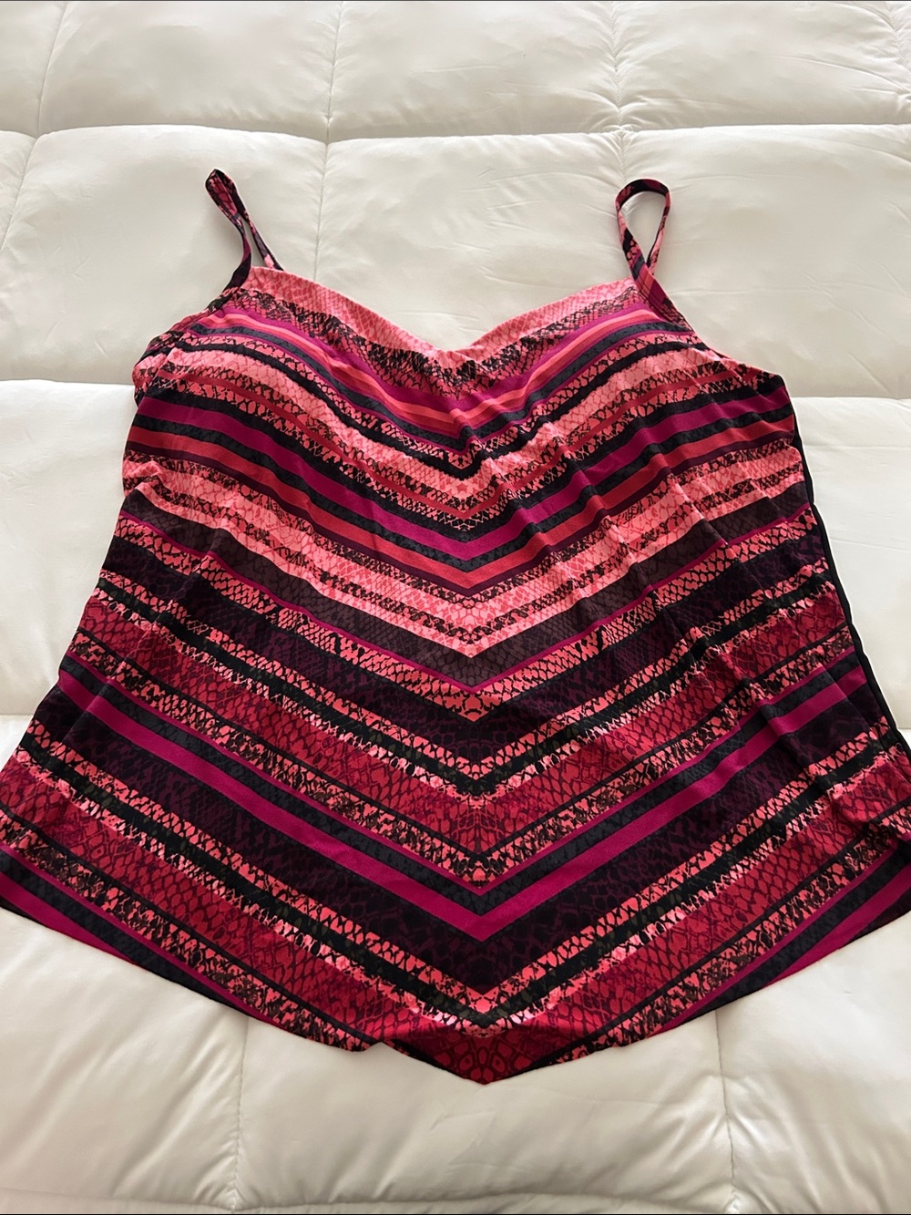 Women’s Pink and black Chevron snake Stripe bathing suit Top by Aqua Green